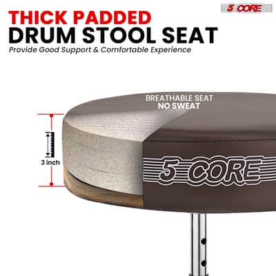 5 Core Drum Throne 3" Padded Drum Seat Height Adjustable Drumming Chair for Practice and Performance image 3