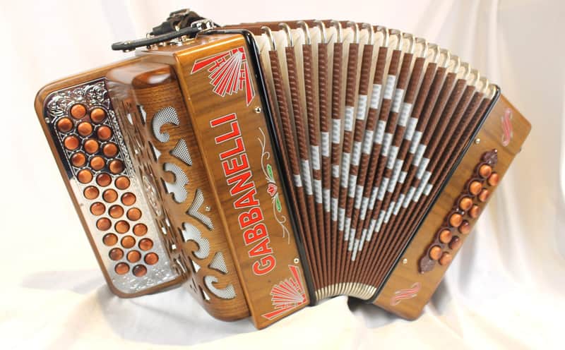 6184 - Mahogany Gabbanelli M100 Diatonic Button Accordion GCF Sol MM 31 12 image 1