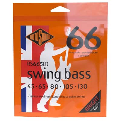 Rotosound RS665LD Swing Bass 66 Stainless Steel Roundwound Bass Guitar Strings - 45-130 Long Scale 5-string Standard Gauge image 1
