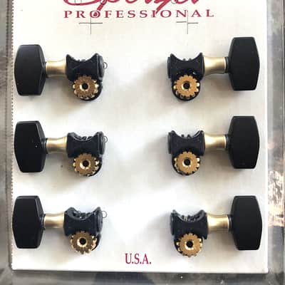 Sperzel 3 x 3 "Soundlok" locking graduated Gold & Black Tuners image 1