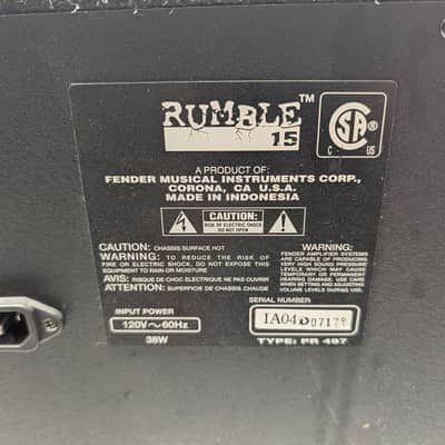 Fender Rumble 15 Bass Combo Amplifier Vintage Practice Amp Guitar Audio image 4