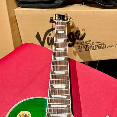 Vintage Guitars V100 30 ANNIVERSARY GREEN BURST W/ Bag image 20