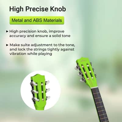 ADM Beginner Acoustic Classical Guitar Nylon Strings Wooden Guitar Bundle Kit for Kid Boy Girl Student Youth Guitarra Online Lessons with Gig Bag, Strap, Tuner, Picks (30 Inch, Geen) image 6