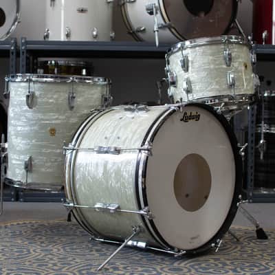 1960s Ludwig "Super Beat" White Marine Pearl Drum Kit image 1