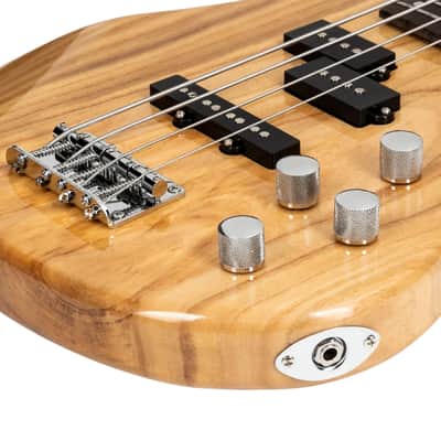 Glarry Burlywood GIB 4 String Full Size SS pickups Bass Guitar w/20W Amplifier image 5