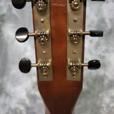 Vintage RARE 1940's Regal Arch Top and Back Faux Tiger Stripe Sunburst Acoustic Guitar Pro Setup New Strings Hard Shell Case image 11