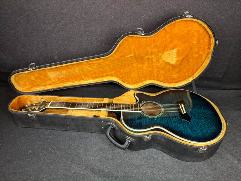 Takamine EF391 Acoustic Electric Guitar Blue Flame Maple Finish