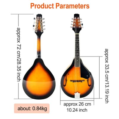 A-Style 8-String Acoustic-Electric Mandolin Kit with Gig Bag, Tuner, Strap & Accessories image 6