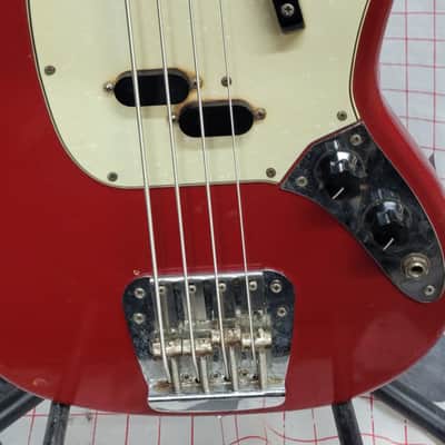 1966 Fender Mustang bass guitar, Dakota Red, OHC image 4