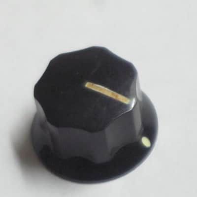 ONE litely relic'd MXR large (standard size) black plastic knob with white position line & dot, Push-On Style ECB134 (NO set screw) & ONE litely relic'd MXR Knob Cover (Foot Turner) ECB131 - from late 2000s image 2