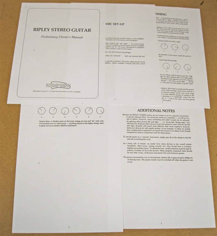 Kramer Ripley Guitar Owner’s Manual image 1