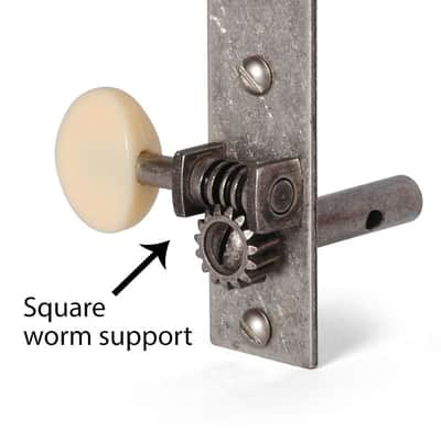 Golden Age Restoration Tuners for Slotted Peghead Guitar - Square-End, Relic Nickel Finish with Matte Cream Knobs image 4