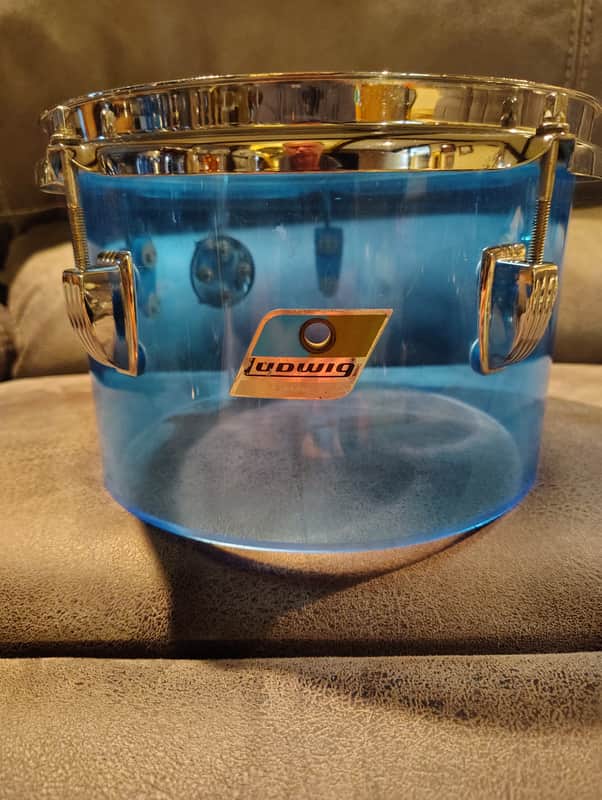 Ludwig Vistalite 6.5"x10" Concert Tom 1970's - Blue Acrylic image 1