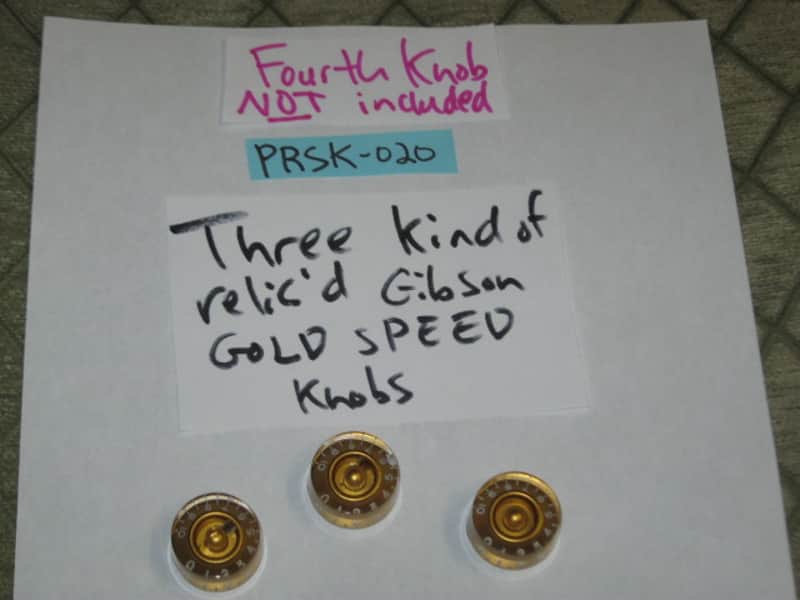 THREE used kind of relic'ed genuine Gibson GOLD SPEED KNOBS (ONLY 3 of the 4 knobs from PRSK-020 set are for sale) from 1990s image 1