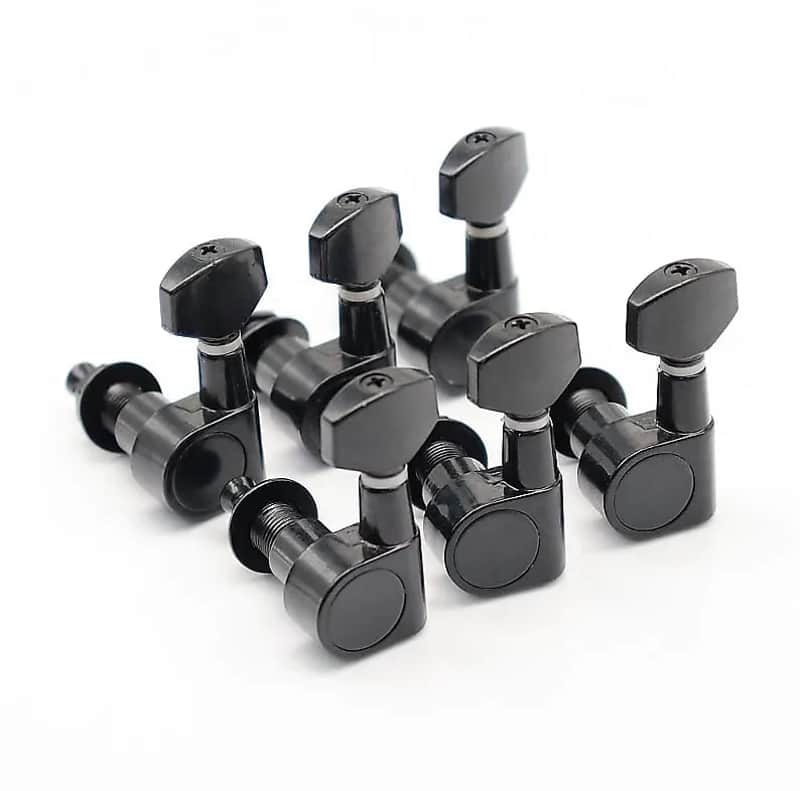 Left Handed Inline Guitar Machine Heads Pegs in Black image 1