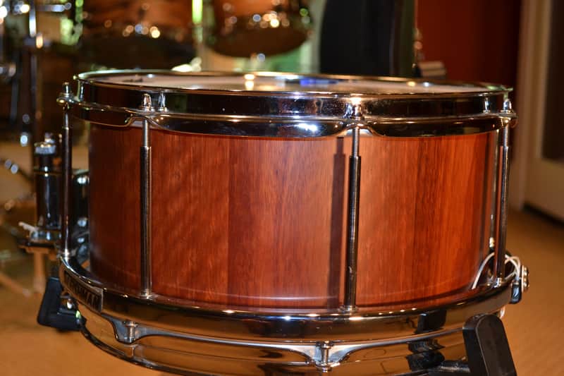 Sleishman 13" Rosegum Block Snare Drum - Full Free Floating Design - Block/Stave Rosegum Shell image 1