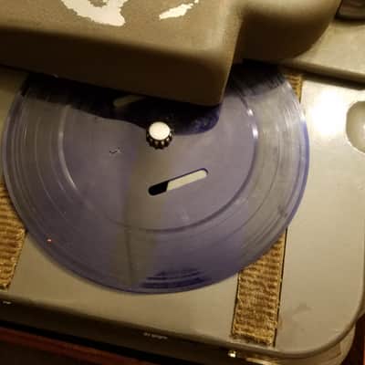 Gray Audograph soft vinyl recording cutting lathe dictating dictation machine, Case & microphone 1949 - Brown wrinkle paint image 4