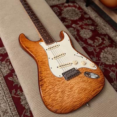 Fender American Select Stratocaster Exotic Quilt Rosewood Channel Neck2014 - Iced Tea Burst image 12