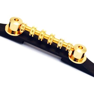 Genuine Gretsch Space Control Roller Adjustable Guitar Bridge w/Wood Base - GOLD image 2