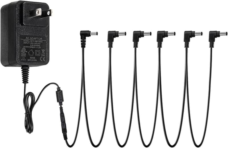 SPA-10 Guitar Pedal Power Supply Adapter (1000mA -1A) AC DC 9V, Compatible for Guitar Pedal Bass Effect Pedal Board (Tip Negative), 6 Way Daisy Chain Cables image 1