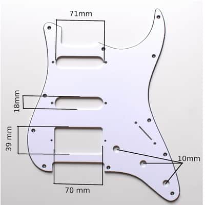 White Stratocaster SSH Pickguard , 3ply 11holes image 7