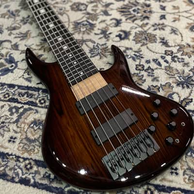 Miura Guitars U.S.A. MB-R 6st Cocopolo Top / Ash Body / Ebony Fingerboard  6 strings Hi-end Bass guitar image 3