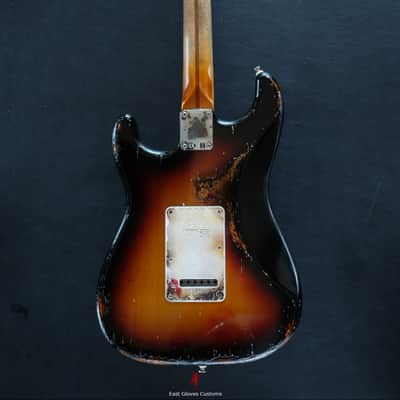 Fender Stratocaster SSH Sunburst / Pelham Blue Heavy Aged Relic by East Gloves Customs image 4
