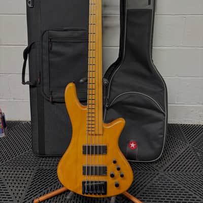 Light Weight Schecter Stiletto Session-5 FL Active Fretless 5-String Bass 2010s - Natural Satin image 1