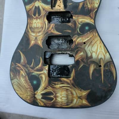 HH Skull Head Top Finish Basswood Guitar Body DIY Project image 1