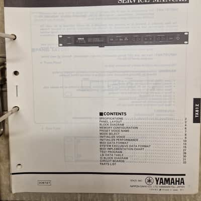 Yamaha TX81Z FM Tone Generator Service Manual