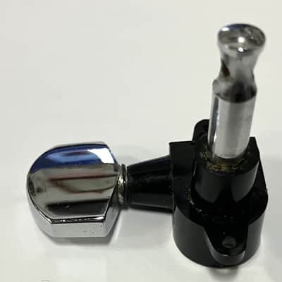 Schaller- Chrome/black plastic tuner, bass side, Vintage image 3