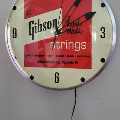 60's Style Gibson Guitars Round Light Up Clock Killer Cool Man Cave/Garage Accessory image 5