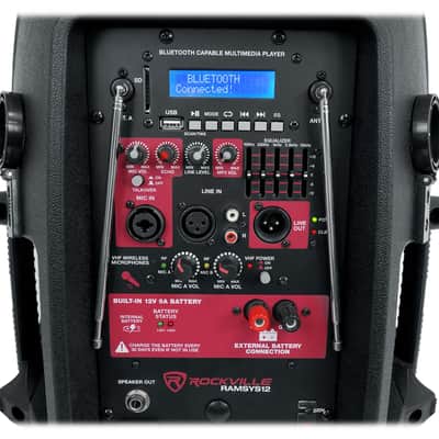 Rockville RAMSYS12 Pair 12" Battery Powered Pro Bluetooth DJ PA Speakers 2 Mics image 8