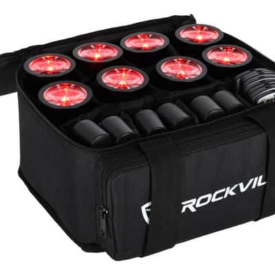 Rockville 8 PACK MINI HALO BLACK DJ Wash Lights+Bag, Wireless DMX/Rechargeable image 8
