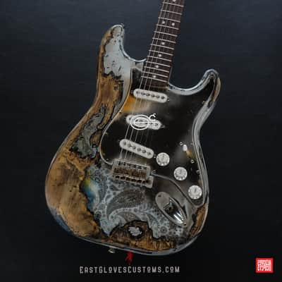 Fender Stratocaster 50th Anniversary White Marble Paisley Heavy Aged Relic by East Gloves Customs image 1
