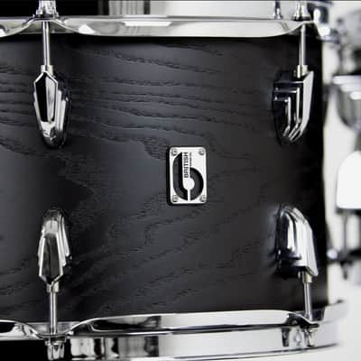 British Drum Company Raven 12x8 / 16x15 / 22x14" 3pc Birch / Ash Shell Pack, Black Ash Satin, B-Stock image 5