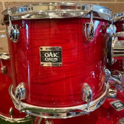 Yamaha Oak Custom Drumset - Transparent Red Lacquer image 4