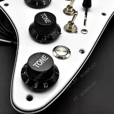 White HSS Guitar Stratocaster Strat Style Pickguard with Red Pickups image 2
