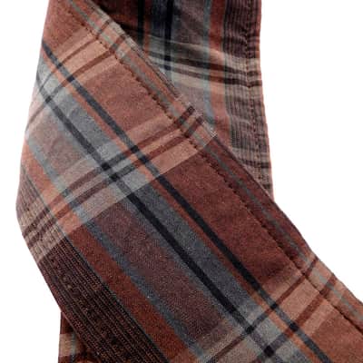 Brown, Black, Teal Blue Plaid Guitar Strap Artisan Handmade Scottish Tartan Motif image 3