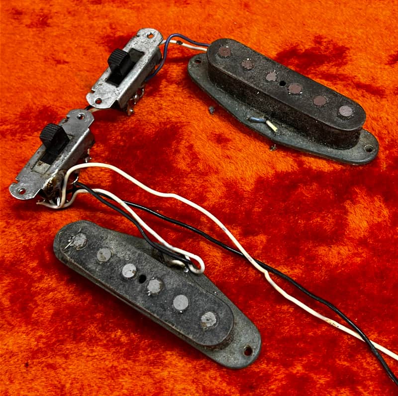 Original Fender Mustang Pickups 1972 1973 grey bottom with switches pickguard cover music master Duo sonic stratocaster image 1