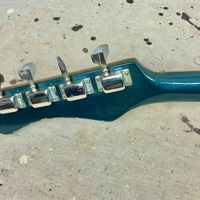 1960's Guyatone EB-9 “Sharp 5” MIJ Blue Sparkle Bass Guitar c~1967 Needs Repair image 10