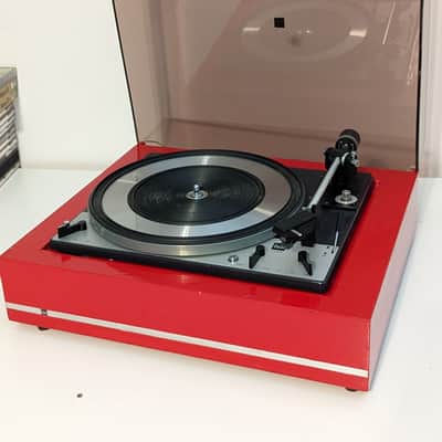 Dual 1209 Idler Drive Turntable - Serviced & Lubricated - Custom Red Plinth - w/ Shure M71 & Dual TVV46 Preamp image 3