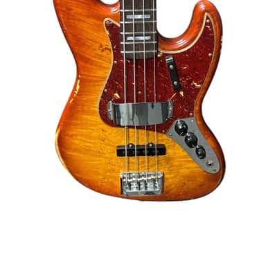 Fender Custom Shop 1964 RELIC Artisan Jazz Honeyburst Flame Burl ROASTED Maple Neck/Rosewood *IN STOCK image 4