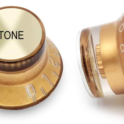 Electric Guitar Top Hat Knobs Speed Control Knobs 2 Volume 2 Tone Compatible with Les Paul LP Electric Guitar, Guitar Parts Replacement, Gold image 4