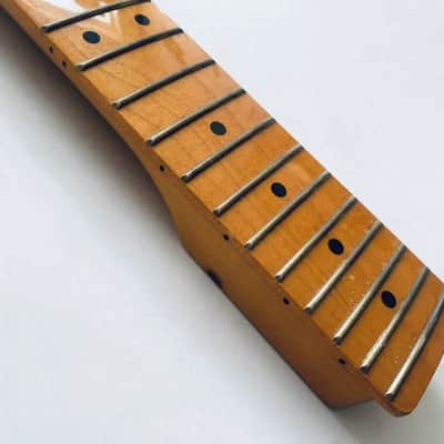 Tagima Orange Gloss Finish Strat Style Guitar Neck, 22 Frets Fingerboard image 5