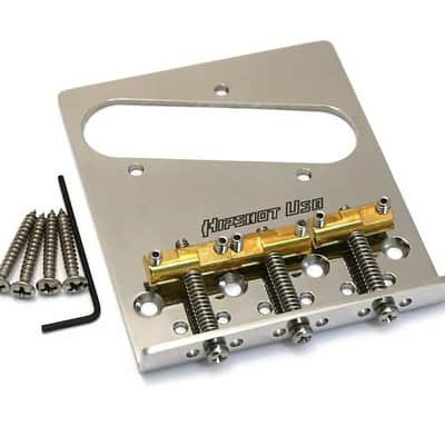 Hipshot Telecaster® Retrofit Bridge, Stainless Steel, 4-Hole Mount, 3 Compensated Saddle image 1