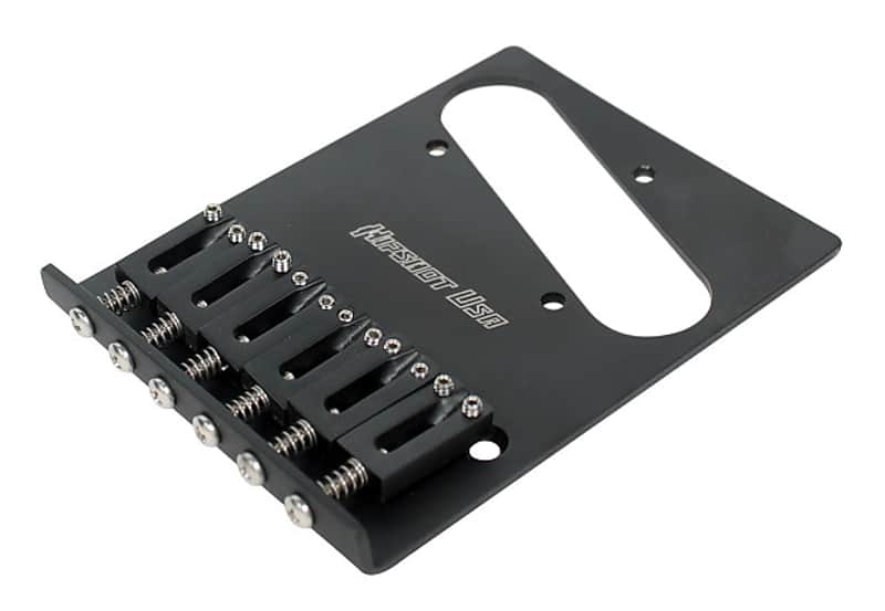Hipshot 4-Hole 6-Saddle Stainless Steel Tele/Telecaster Bridge, BLACK 44100-46-B image 1