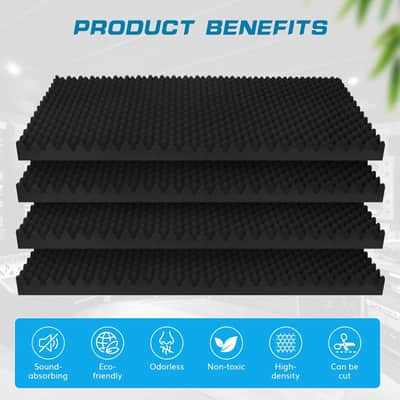 2 Pack Acoustic Foam Panels,48X24X2 Inchs Egg Crate Foam, Soundproof Foam Wall Panels,Studio Foam Panel,High Density Fireproof Noise Foam (Black -2 Pcs, 48X24X2 Inchs) image 4