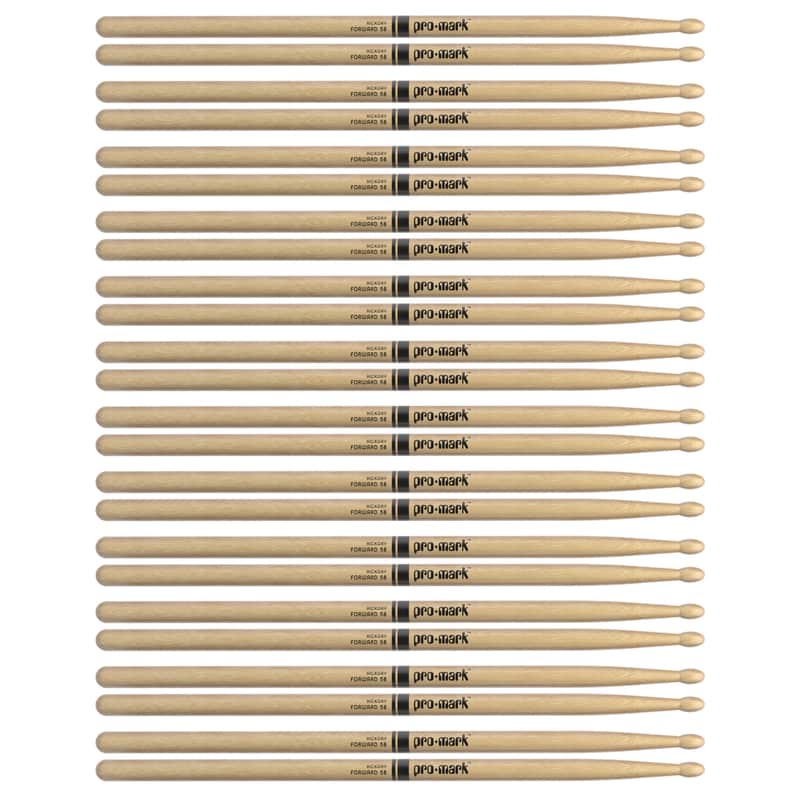 Promark American Hickory 5B Wood Tip Drum Sticks (12 Pair Bundle) image 1
