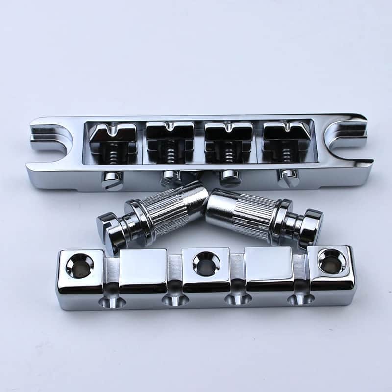 4 String Tune O Matic Bass Bridge with Tailpiece Stopbar Set in Chrome image 1